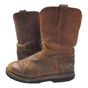 JUSTIN Boots SCREWDRIVER Mens Size 10.5 Brown Leather Mid-Calf Workwear WK4905